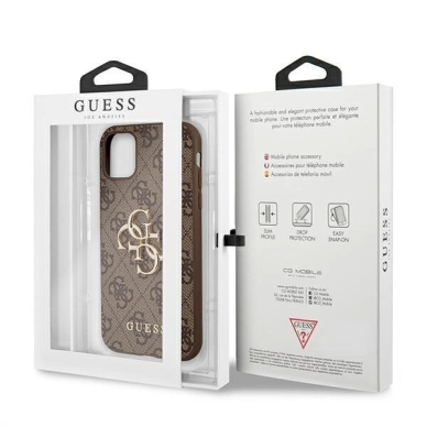 Originalus dėklas Guess case skirta iPhone 11 / XR from the 4G Big Metal Logo series - Rudas 7