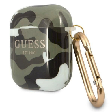 Originalus dėklas Guess GUA2UCAMA AirPods cover žalias/khaki Camo Collection 1