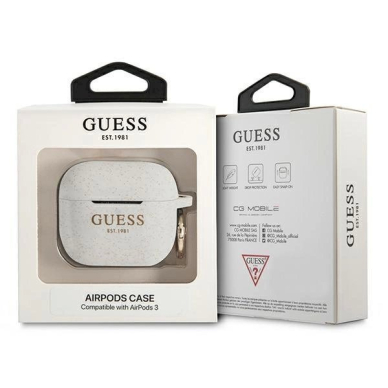 Originalus dėklas Guess GUA3SGGEH AirPods 3 cover Baltas/Baltas Silicone Glitter 2