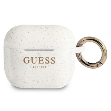 Originalus dėklas Guess GUA3SGGEH AirPods 3 cover Baltas/Baltas Silicone Glitter