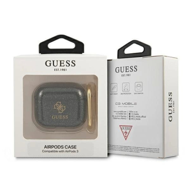 Originalus dėklas Guess GUA3UCG4GK AirPods 3 cover Juodas Glitter Collection 2