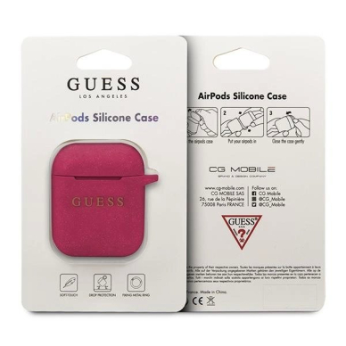 Originalus dėklas Guess GUACCSILGLFU AirPods cover fuchsia / fuchsia Silicone Glitter 1