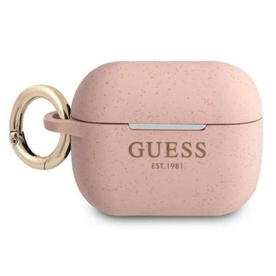 Originalus dėklas Guess GUAPSGGEP AirPods Pro cover rožinis/rožinis Silicone Glitter