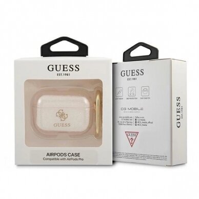 Originalus dėklas Guess GUAPUCG4GD AirPods Pro cover gold/gold Glitter Collection 2