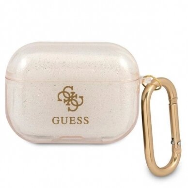 Originalus dėklas Guess GUAPUCG4GD AirPods Pro cover gold/gold Glitter Collection