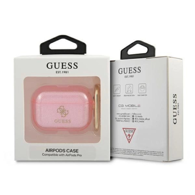 Originalus dėklas Guess GUAPUCG4GP AirPods Pro cover rožinis/rožinis Glitter Collection 2