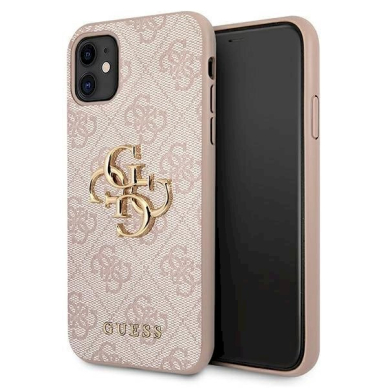 Originalus dėklas Guess GUHCN614GMGPI iPhone 11 6.1 / Xr rožinis / rožinis hardcase 4G Big Metal Logo