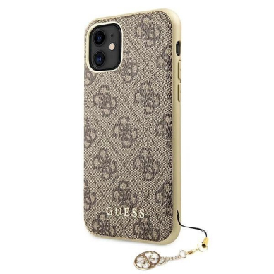 Originalus dėklas Guess GUHCN61GF4GBR iPhone 11 6.1  / Xr Rudas/Rudas hard case 4G Charms Collection 1