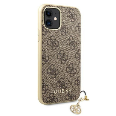 Originalus dėklas Guess GUHCN61GF4GBR iPhone 11 6.1  / Xr Rudas/Rudas hard case 4G Charms Collection 2