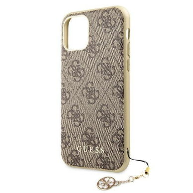 Originalus dėklas Guess GUHCN61GF4GBR iPhone 11 6.1  / Xr Rudas/Rudas hard case 4G Charms Collection 4