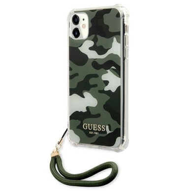 Originalus dėklas Guess GUHCN61KSARKA iPhone 11 6.1  / Xr žalias/khaki hardcase Camo Collection 1