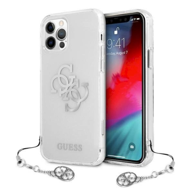 Originalus dėklas Guess GUHCP12LKS4GSI iPhone 12 Pro Max 6.7  Permatomas hardcase 4G Silver Charms Collection