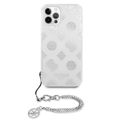 Originalus dėklas Guess GUHCP12LKSPESI iPhone 12 Pro Max 6.7  Sidabrinis hardcase Peony Chain Collection 2