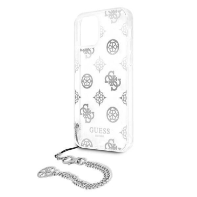 Originalus dėklas Guess GUHCP12LKSPESI iPhone 12 Pro Max 6.7  Sidabrinis hardcase Peony Chain Collection 5