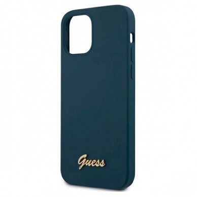 Originalus dėklas Guess GUHCP12LLSLMGBL iPhone 12 Pro Max 6.7  Mėlynas/Mėlynas hardcase Metal Logo Script 5