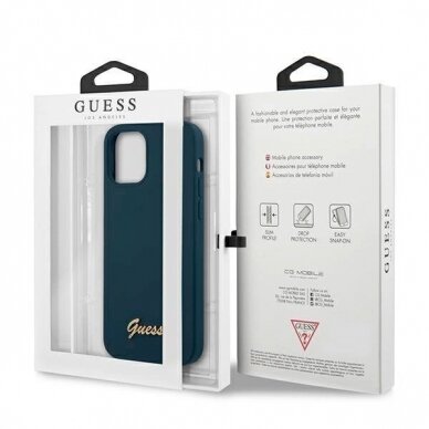 Originalus dėklas Guess GUHCP12LLSLMGBL iPhone 12 Pro Max 6.7  Mėlynas/Mėlynas hardcase Metal Logo Script 7