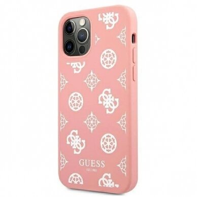 Originalus dėklas Guess GUHCP12LLSPEWPI iPhone 12 Pro Max 6.7  rožinis/rožinis hard case Peony Collection 1