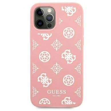 Originalus dėklas Guess GUHCP12LLSPEWPI iPhone 12 Pro Max 6.7  rožinis/rožinis hard case Peony Collection 2