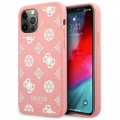 Originalus dėklas Guess GUHCP12LLSPEWPI iPhone 12 Pro Max 6.7  rožinis/rožinis hard case Peony Collection