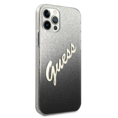 Originalus dėklas Guess GUHCP12LPCUGLSBK iPhone 12 Pro Max 6.7  Juodas hardcase Glitter Gradient Script 3