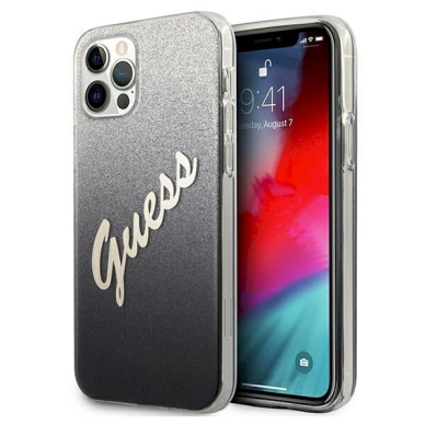 Originalus dėklas Guess GUHCP12LPCUGLSBK iPhone 12 Pro Max 6.7  Juodas hardcase Glitter Gradient Script