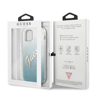 Originalus dėklas Guess GUHCP12LPCUGLSBL iPhone 12 Pro Max 6.7  Mėlynas/Mėlynas hardcase Glitter Gradient Script 7