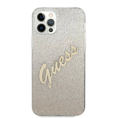 Originalus dėklas Guess GUHCP12LPCUGLSGO iPhone 12 Pro Max 6.7  gold/gold hardcase Glitter Gradient Script 2