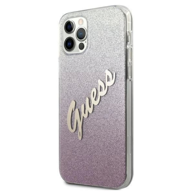 Originalus dėklas Guess GUHCP12LPCUGLSPI iPhone 12 Pro Max 6.7  rožinis/rožinis hardcase Glitter Gradient Script 1