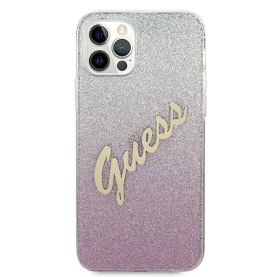 Originalus dėklas Guess GUHCP12LPCUGLSPI iPhone 12 Pro Max 6.7  rožinis/rožinis hardcase Glitter Gradient Script 2