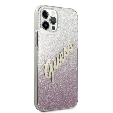 Originalus dėklas Guess GUHCP12LPCUGLSPI iPhone 12 Pro Max 6.7  rožinis/rožinis hardcase Glitter Gradient Script 3