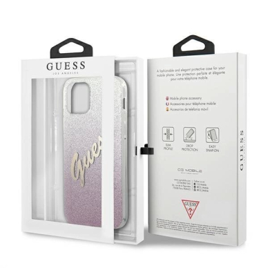 Originalus dėklas Guess GUHCP12LPCUGLSPI iPhone 12 Pro Max 6.7  rožinis/rožinis hardcase Glitter Gradient Script 7