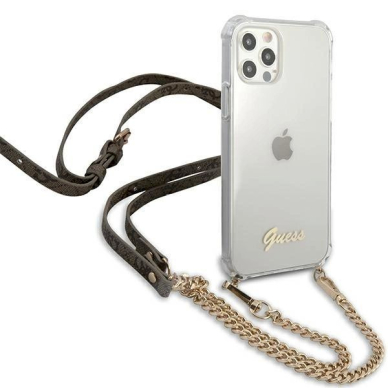 Originalus dėklas Guess GUHCP12MKC4GSGO iPhone 12/12 Pro 6.1  Permatomas hard case 4G Gold Chain 3