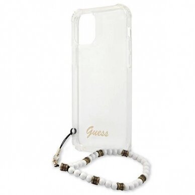 Originalus dėklas Guess GUHCP12MKPSWH iPhone 12/12 Pro 6.1  Permatomas Hardcase Baltas Pearl 5