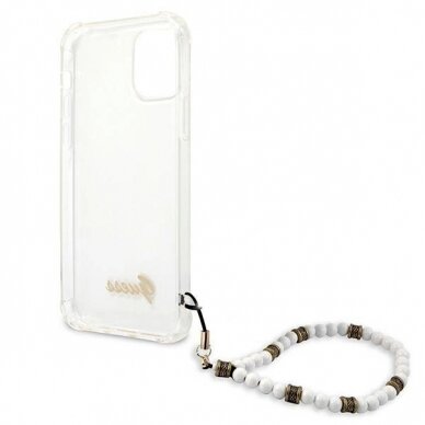 Originalus dėklas Guess GUHCP12MKPSWH iPhone 12/12 Pro 6.1  Permatomas Hardcase Baltas Pearl 6