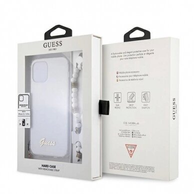 Originalus dėklas Guess GUHCP12MKPSWH iPhone 12/12 Pro 6.1  Permatomas Hardcase Baltas Pearl 7