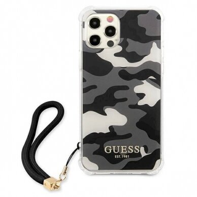 Originalus dėklas Guess GUHCP12MKSARBK iPhone 12/12 Pro 6.1  Juodas hardcase Camo Collection 1