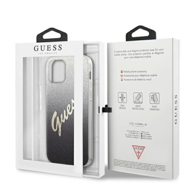 Originalus dėklas Guess GUHCP12MPCUGLSBK iPhone 12/12 Pro 6.1  Juodas hardcase Glitter Gradient Script 7