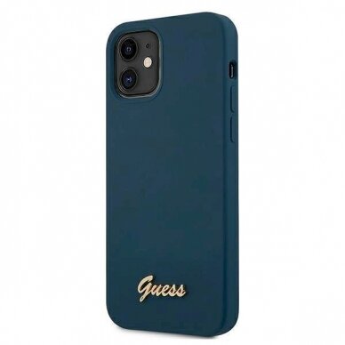 Originalus dėklas Guess GUHCP12SLSLMGBL iPhone 12 mini 5.4  Mėlynas/Mėlynas hardcase Metal Logo Script 1