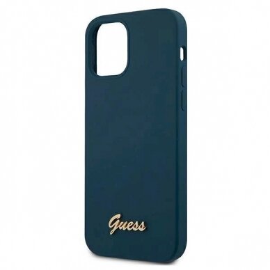 Originalus dėklas Guess GUHCP12SLSLMGBL iPhone 12 mini 5.4  Mėlynas/Mėlynas hardcase Metal Logo Script 5