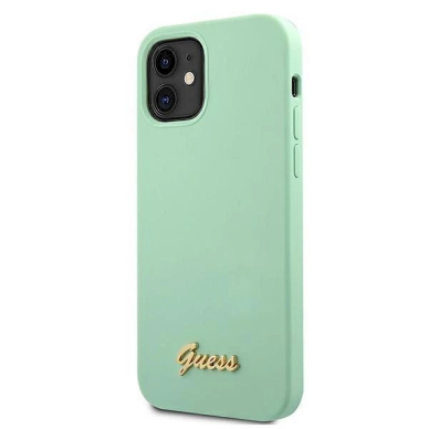 Originalus dėklas Guess GUHCP12SLSLMGGN iPhone 12 mini 5.4  žalias/žalias hardcase Metal Logo Script 1