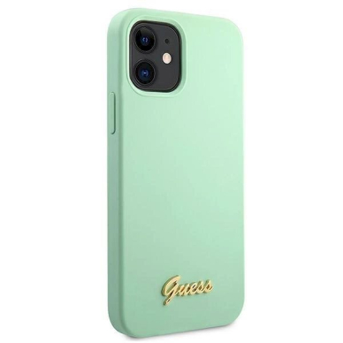 Originalus dėklas Guess GUHCP12SLSLMGGN iPhone 12 mini 5.4  žalias/žalias hardcase Metal Logo Script 3