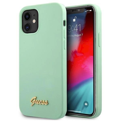 Originalus dėklas Guess GUHCP12SLSLMGGN iPhone 12 mini 5.4  žalias/žalias hardcase Metal Logo Script