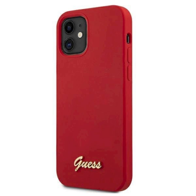 Originalus dėklas Guess GUHCP12SLSLMGRE iPhone 12 mini 5.4  Raudonas Metal Logo Script