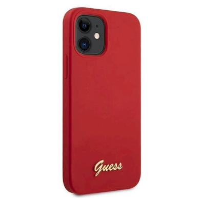 Originalus dėklas Guess GUHCP12SLSLMGRE iPhone 12 mini 5.4  Raudonas Metal Logo Script 2