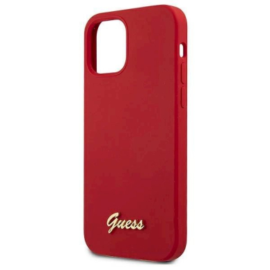 Originalus dėklas Guess GUHCP12SLSLMGRE iPhone 12 mini 5.4  Raudonas Metal Logo Script 4