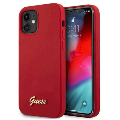 Originalus dėklas Guess GUHCP12SLSLMGRE iPhone 12 mini 5.4  Raudonas Metal Logo Script 6