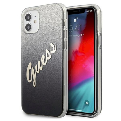 Originalus dėklas Guess GUHCP12SPCUGLSBK iPhone 12 mini 5.4  Juodas Glitter Gradient Script