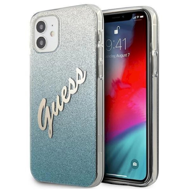 Originalus dėklas Guess GUHCP12SPCUGLSBL iPhone 12 mini 5.4  Mėlynas/Mėlynas Glitter Gradient Script