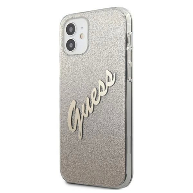 Originalus dėklas Guess GUHCP12SPCUGLSGO iPhone 12 mini 5.4  gold/gold hardcase Glitter Gradient Script 1