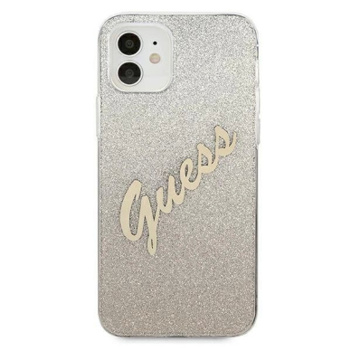 Originalus dėklas Guess GUHCP12SPCUGLSGO iPhone 12 mini 5.4  gold/gold hardcase Glitter Gradient Script 2